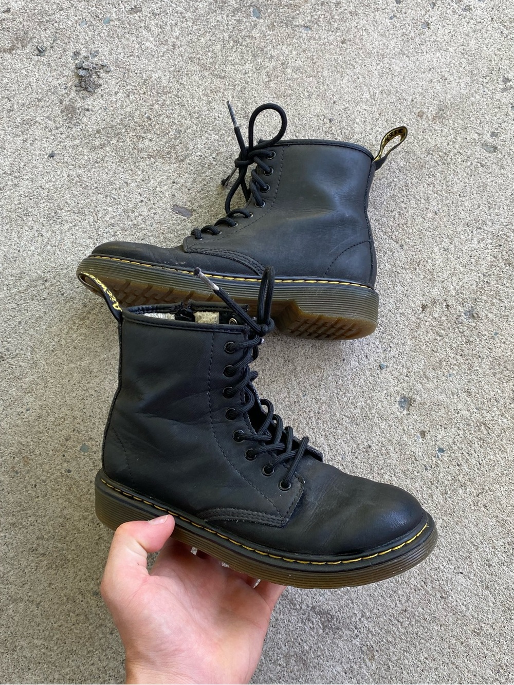 Black Dr. Martens Boots US 2 Boys